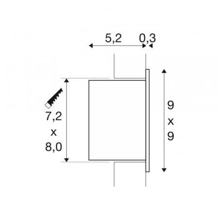 SLV FRAME LED Quadratische Wandeinbauleuchte BASIC mit warmweißem Licht 1000576