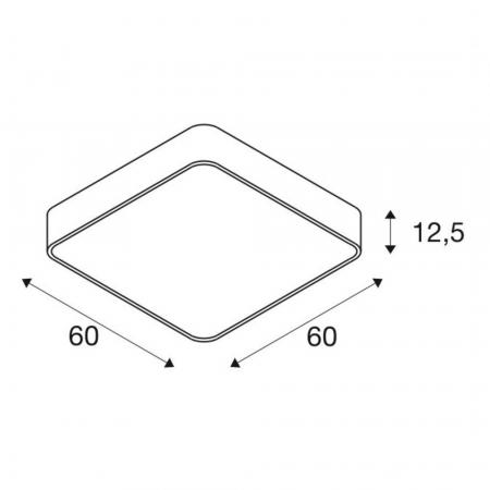 SLV 1000727 MEDO 60 SQUARE LED, Deckenleuchte, silbergrau, 1-10V, 3000K