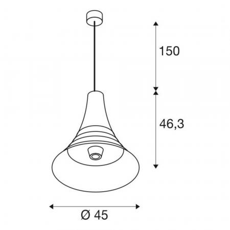 SLV 1001265 BATO 45 PD Indoor Pendelleuchte schwarz/messing E27 max. 60W