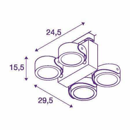 SLV 1001430 TEC KALU quad weiß/schwarz 24° 3000K inkl. 3P.-Adapter