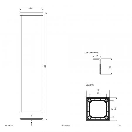 EVN P-LED Wegeleuchte 650mm anthrazit IP54 15W 3000K 818lm