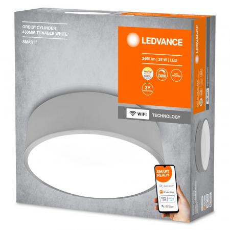 LEDVANCE SMART+ Orbis Cylinder 450 WiFi Leuchte grau, App-& Sprachsteuerung