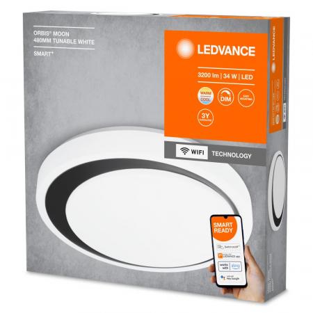 LEDVANCE SMART+ Orbis Moon 480 WiFi Leuchte weiss/schwarz - App- & Sprachsteuerung