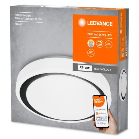 LEDVANCE SMART+ Orbis Moon 380 WiFi Leuchte weiss/schwarz - App- & Sprachsteuerung