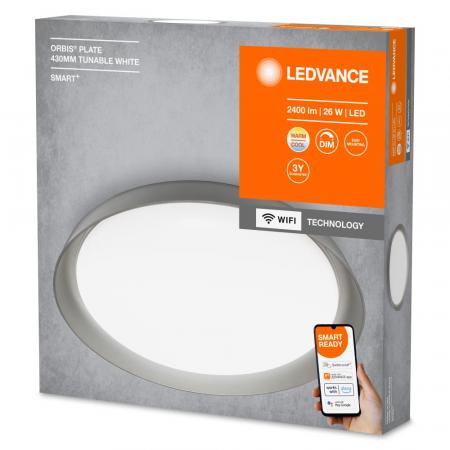 LEDVANCE SMART+ Orbis Plate 430 WiFi Leuchte weiss/grau, App-& Sprachsteuerung