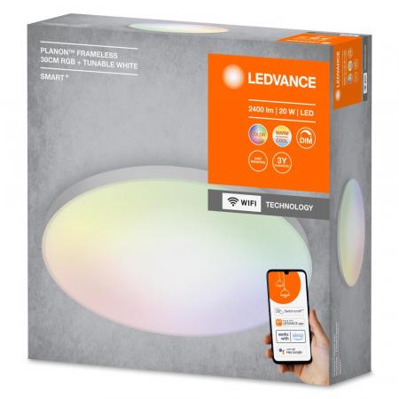 LEDVANCE SMART+ WiFi Planon Panel RGBW Farbwechsel Rahmenlos in weiss rund Ø 30 cm