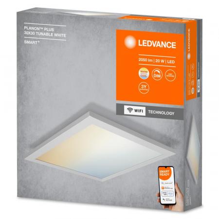 Flaches LEDVANCE SMART+ WiFi Planon Plus Aufbau Panel Tunable White Aluminium 30x30cm