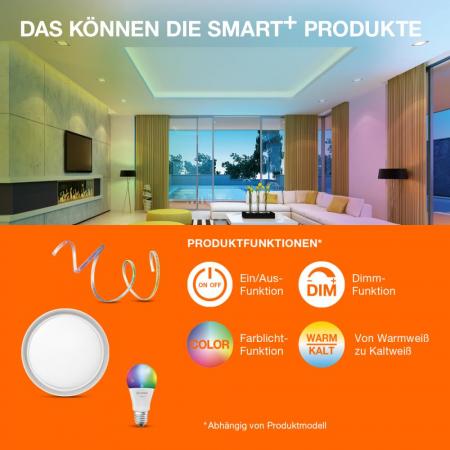 3er Pack LEDVANCE SMART+ WiFi E14 Leuchtmittel in Tropfenform 4,9W RGBW Farbwechsel