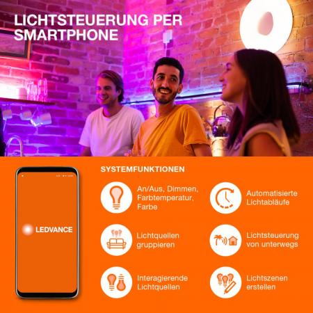 Aktion: Nur noch angezeigter Bestand verfügbar - LEDVANCE SMART+ WiFi Wandleuchte CURVE WALL silver RGBW - Multicolor - für Innen & Außen