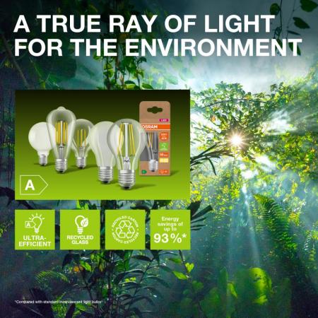 Ledvance E27 Besonders effiziente LED Lampe Classic FILAMENT klar 4W wie 60W 3000K warmweißes Licht für die Wohnung