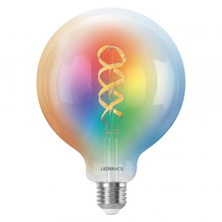 Ledvance E27 SMART+ MATTER Globe 125 LED-Lampe, kompatibel mit Google, Alexa, Apple 4,8W Multicolor 2700-6500K