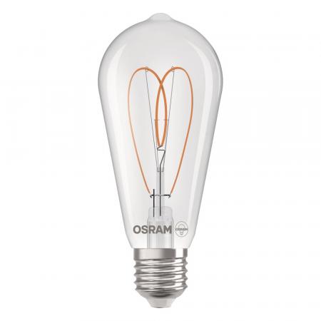 OSRAM E27 LED VINTAGE Heart Filament Lampe dimmbar klar 7,2W wie 60W warmweißes gemütliches Licht