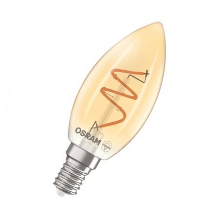 OSRAM E14 VINTAGE-Spiral LED Filament Kerze Gold dimmbar 3,5W wie 28W extra warmweißes gemütliches Licht 2200K