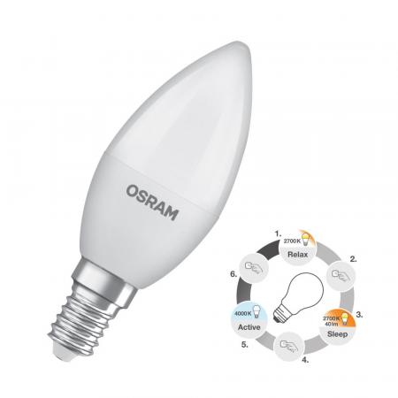 OSRAM E14 LED Kerze Relax & Active mit Farbtemperaturwechsel 4,9W wie 40W warmweiss/ kaltweiss