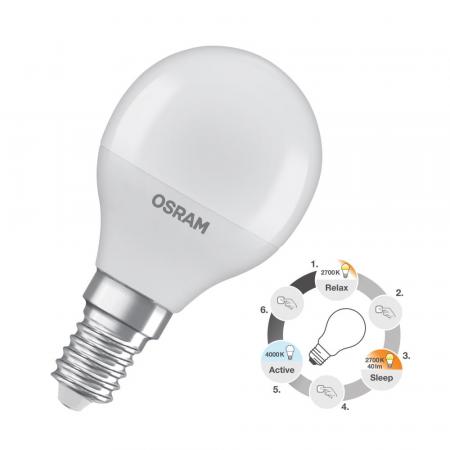 OSRAM E14 LED Topfenlampe Relax & Active mit Farbtemperaturwechsel 4,9W wie 40W warmweiss/ kaltweiss