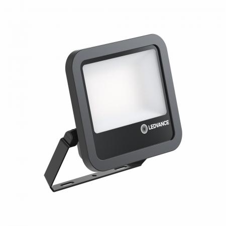 LEDVANCE Muliti Select Schwenkbarer schwarzer LED Außenwandstrahler FL100 69 W / 53 W 3000K warmweißes Licht- wählbare Wattageneinstellung (Multi Lumen)