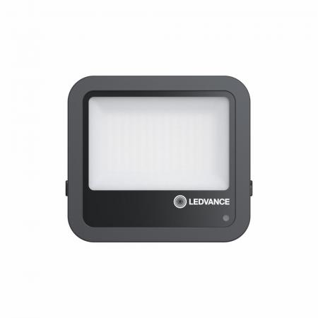 LEDVANCE Muliti Select PHOTOCELL schwarzer LED Fluter FL 100 PCELL mit Sensor 69 W / 53 W 4000K neutralweißes Licht - wählbare Wattageneinstellung (Multi Lumen)