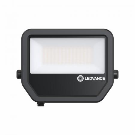 LEDVANCE Schwenkbarer schwarzer LED Außenwandstrahler FL50   41 W / 27 W 3000K warmweißes Licht - wählbare Wattageneinstellung (Multi Lumen)