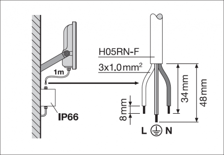 LEDVANCE Muliti Select Schwenkbarer schwarzer LED Außenwandstrahler FL100 69 W / 53 W 6500K Tageslichtweiß wählbare Wattageneinstellung (Multi Lumen)