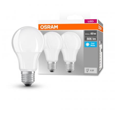 2er-Pack Osram LED E27 Leuchtmittel mattiert neutralweisses Licht 8,5W wie 60 Watt