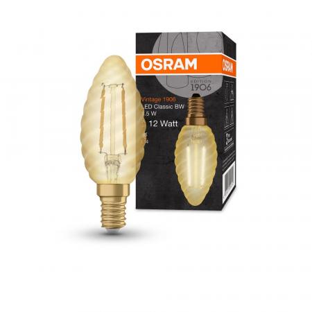 Osram E14 VINTAGE Filament LED Lampe in Kerzenform 1,5W wie 12W extra warmweißes Licht sehr dekorativ