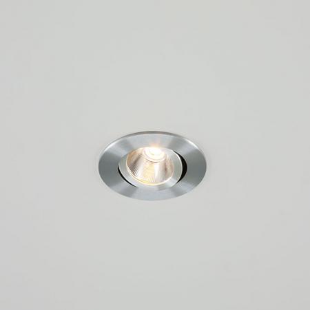 EVN P-LED Decken-Einbaustrahler mit warmweißem Licht & hoher Farbwiedergabe und veränderb. Farbtemperatur rund schwenkbar alu pol. IP20 350mA 6W 3000K-2000K 90Ra EinbauØ68