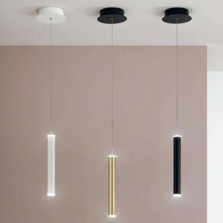 Prado LED Pendelleuchte im Röhrenstil mit Ober- und Unterlicht in Schwarz dimmbar von Fabas Luce