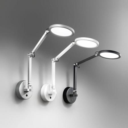 Schwenkbare LED Wandleuchte & Schreitischlampe in Aluminium von Fabas Luce