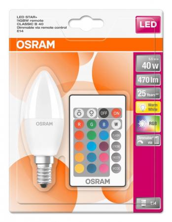 OSRAM E14 LED Kerzenleuchtmittel Fernbedienung Farbwechsel dimmbar 4,9W wie 40W warmweiß