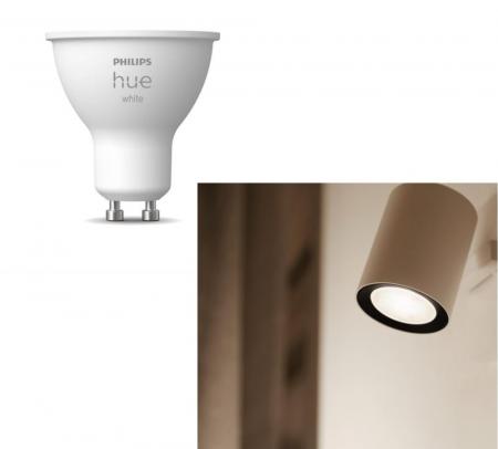 Philips Hue White GU10 LED Leuchtmittel warmweiss dimmbar 5,2W wie 55W mit Bluetooth- und ZigBee-Steuerung