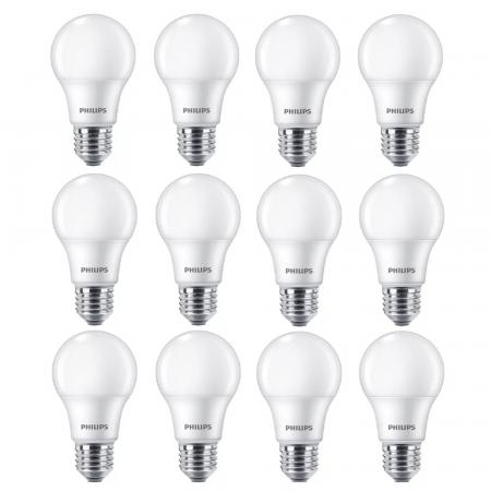 12er Sparpack E27 PHILIPS LED-Lampen matt 8W wie 60W Warmweißes Licht 2700K