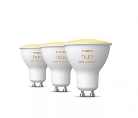 3er Pack Philips Hue Warm White GU10 LED Reflektoren 4,2W wie 35W dimmbar Bluetooth- und ZigBee-Steuerung tunable White