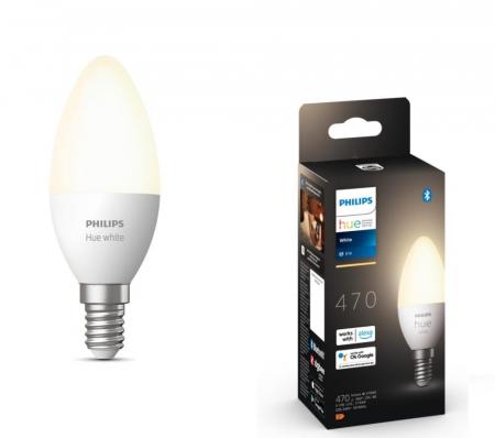 Philips Hue White Warmweiß E14 LED Leuchtmittel Bluetooth & ZigBee dimmbar 5,5W wie 40W
