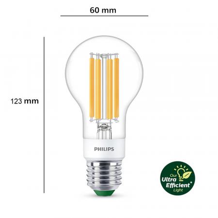 PHILIPS Classic E27 Ultra Efficientes LED Leuchtmittel dimmbar 4W wie 60W warmweißes Licht in trendiger Filamentoptik 2700K