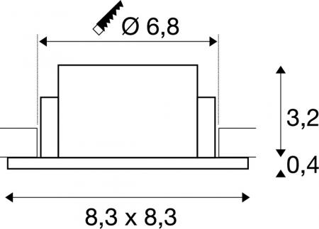 SLV 1007339 NEW TRIA® 68 Deckeneinbauring L: 8.3 B: 8.3 H: 3.55 cm IP 65 inkl. Glas weiß