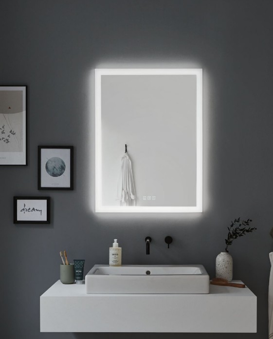 Beheizbarer eckiger LED-Badezimmerspiegel HomeSpa Paulmann 60x80cm 78951 WhiteSwitch-Funktion mit