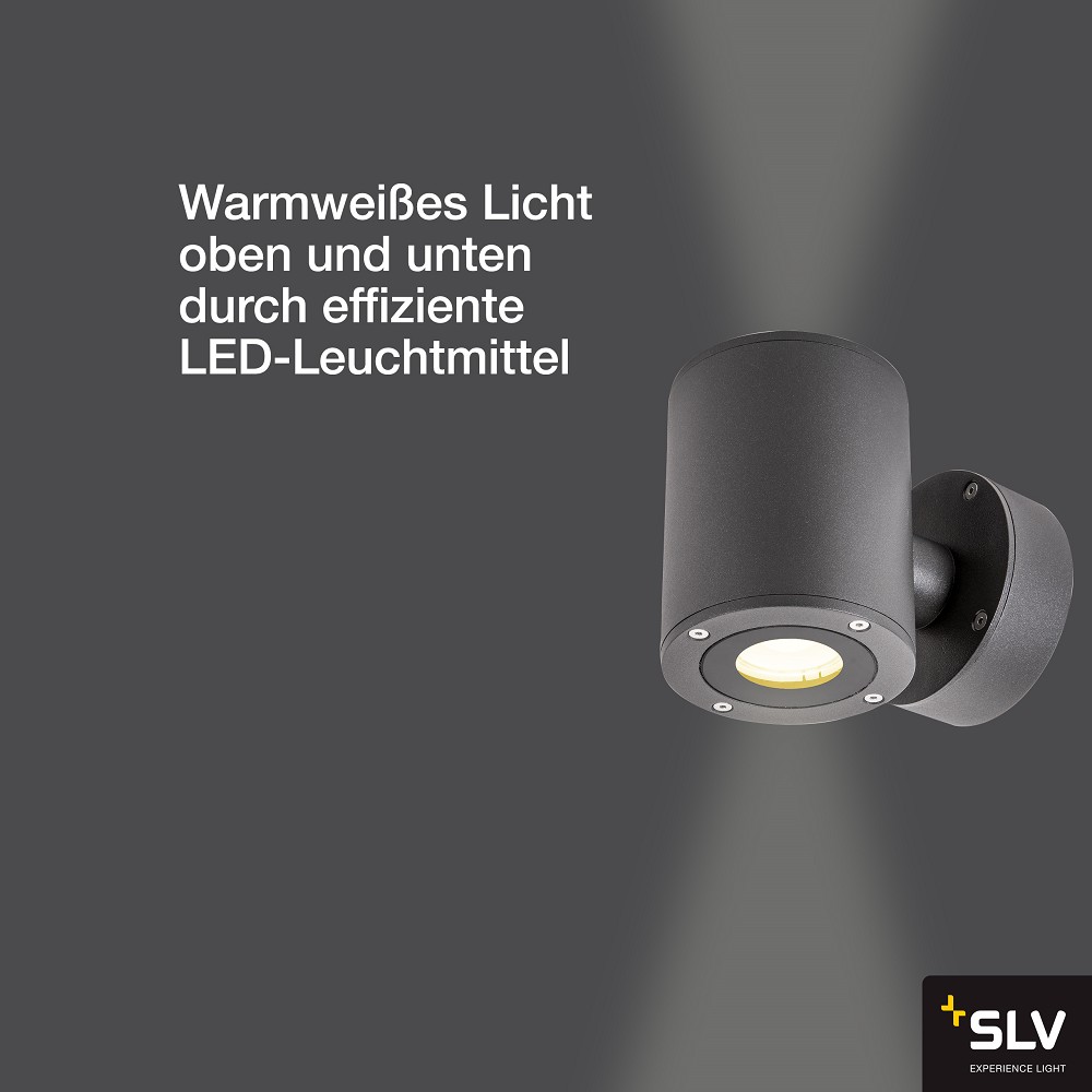 SLV 1002018 anthrazit Wandstrahler LED SITRA IP44 Außen warmweiß Up/Down