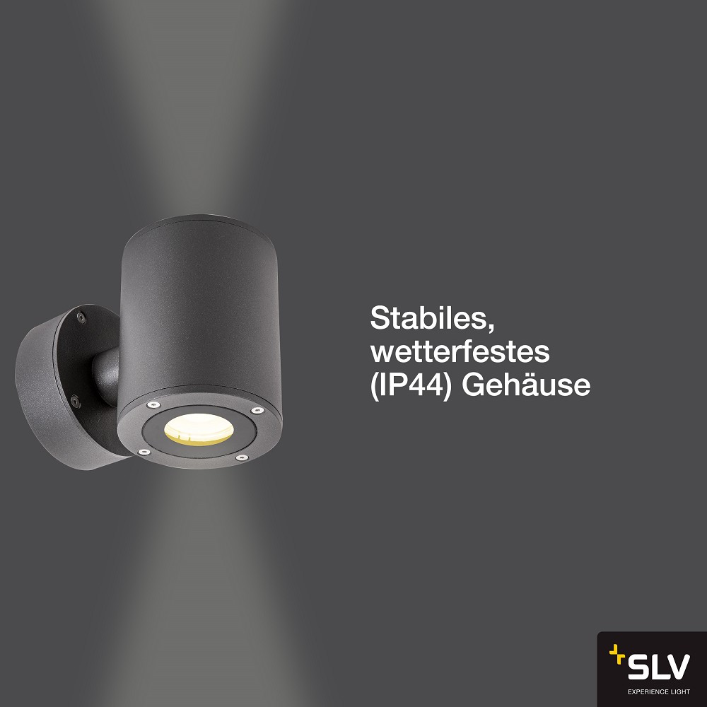 SLV 1002018 SITRA Wandstrahler anthrazit Außen warmweiß IP44 LED Up/Down