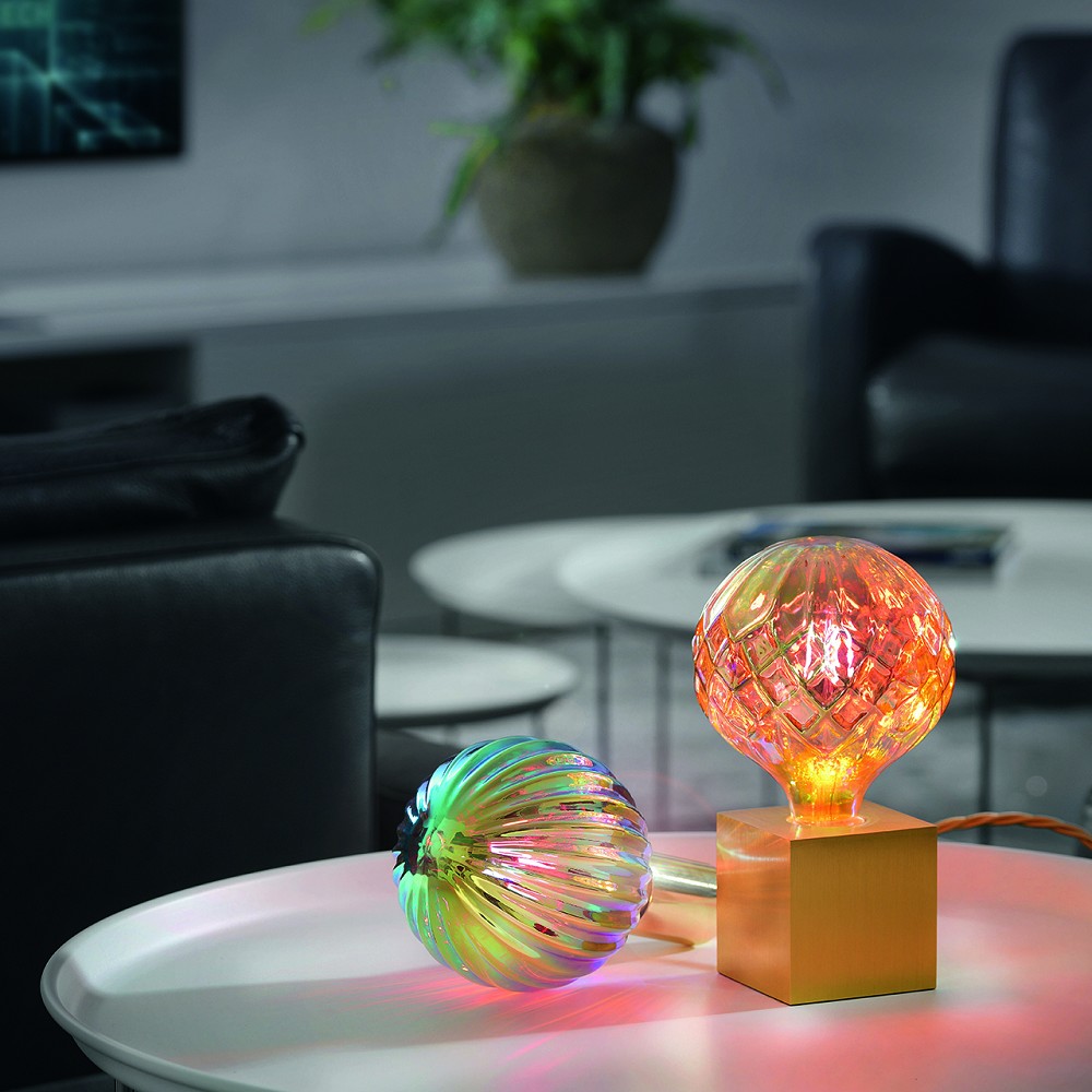 Flair LED-Lampe E27 ORIENTAL GLOBE Strukturglas dimmbar TANIS orange Sigor