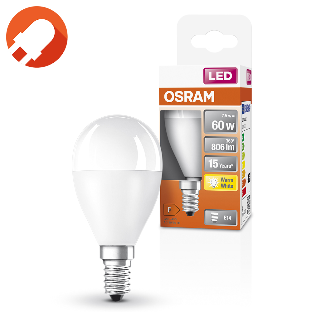 slå Hollow Dom OSRAM E14 LED Lampe weiß gefrostet blendreduziertes warmweißes Licht 8W wie  60W