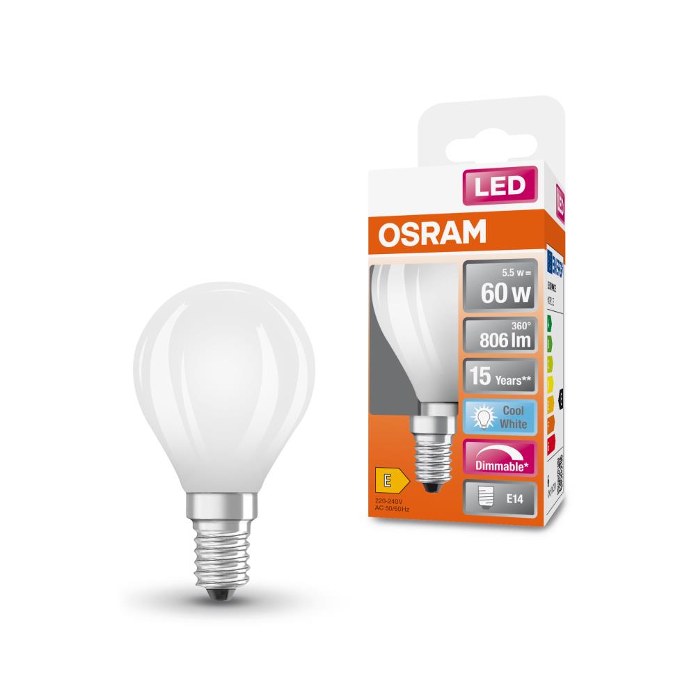 dimmbar 806lm 6,5W OSRAM universalweiss E14 60W LED wie Leuchtmittel matt