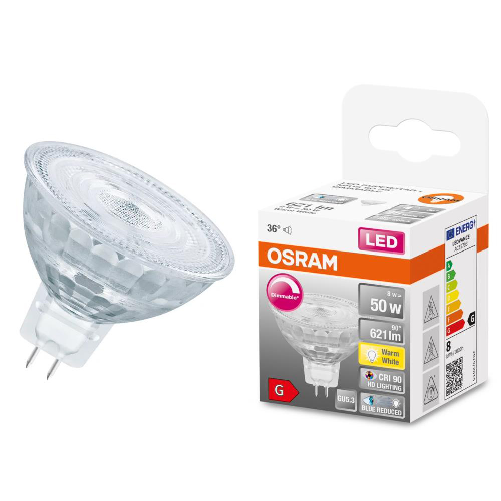 Osram LED-Lampe Star Glas MR16 12V GU5.3, warmweiß, 8 Watt (50W