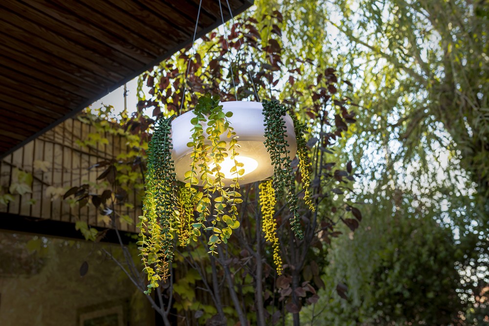 Blumentopf & mit LED in IP54 Akku ø59cm Fernbedienung Innen & New 1 2 Außen Hängeleuchte Garden als