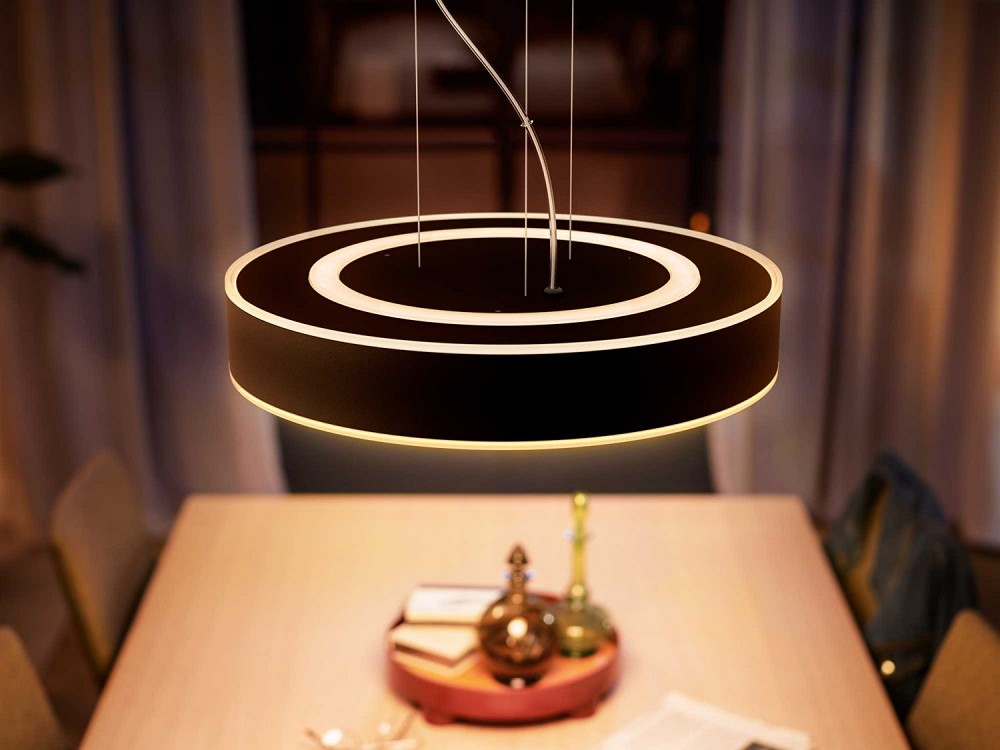 Philips Hue White mit Ambiance ENRAVE LED-Pendelleuchte Schwarz in Ø42cm Dimmschalter