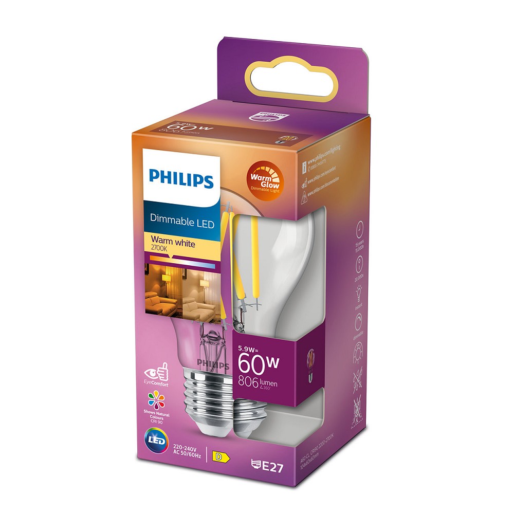 Philips LED Classic E27 Lampe, 60 W, matt, warmweiß, 6er Pack
