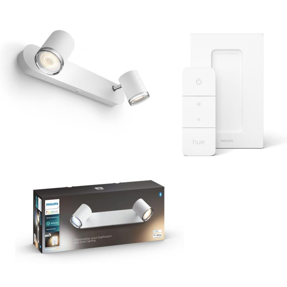 2er Philips Strahler Hue BT LED-Spot Adore Dimmschalter Weiß - inkl. - Badezimmer