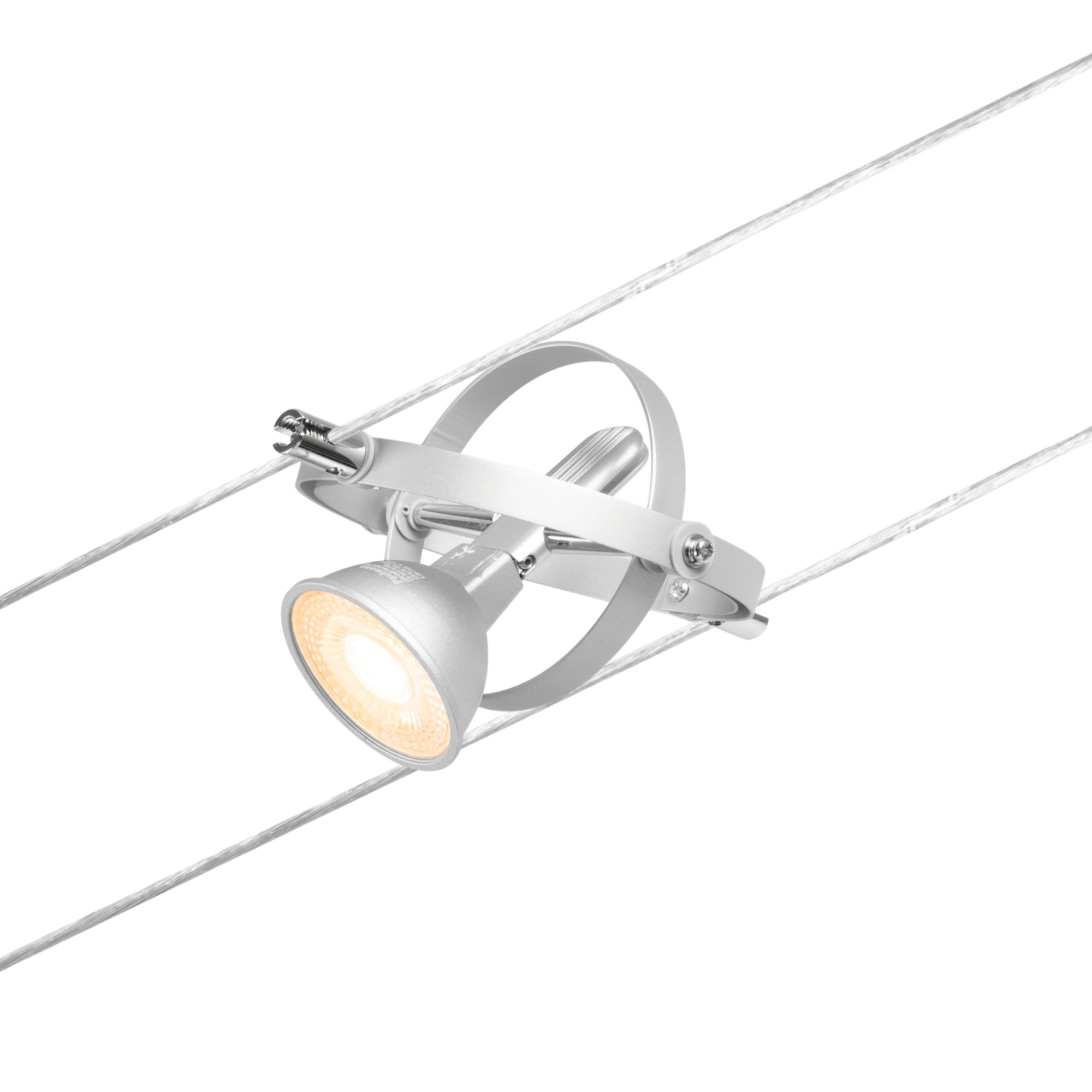 LED-Seilset System Cardan für 5 DC matt Metall 12V LED-Spots Kunststoff GU5,3 Chrom