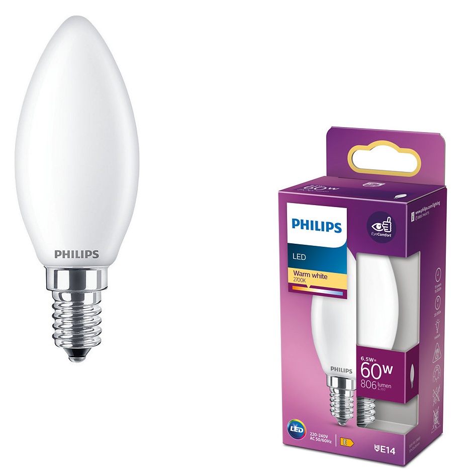PHILIPS E14 LED Kerzen Lampe wie 60W warmweißes Licht