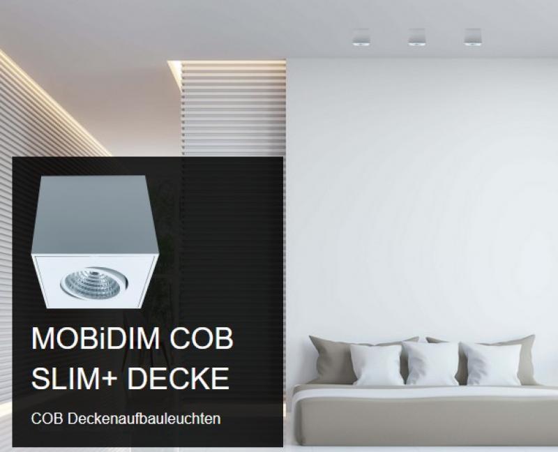 Dimm- und schwenkbarer LED Deckenstrahler COB SLIM+ Q Alu gebürstet  Mobilux