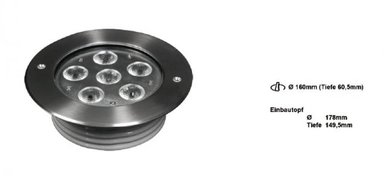 Leistungsstarke LED Bodeneinbauleuchte ø16cm IP67 R240V 6x3W Easy Mobilux